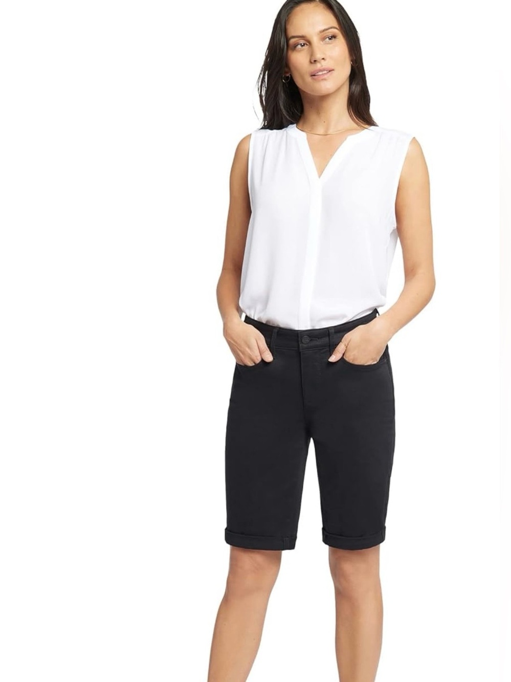 NYDJ Shorts (Briella Roll Cuff) Black Bermuda Shorts Size - 10